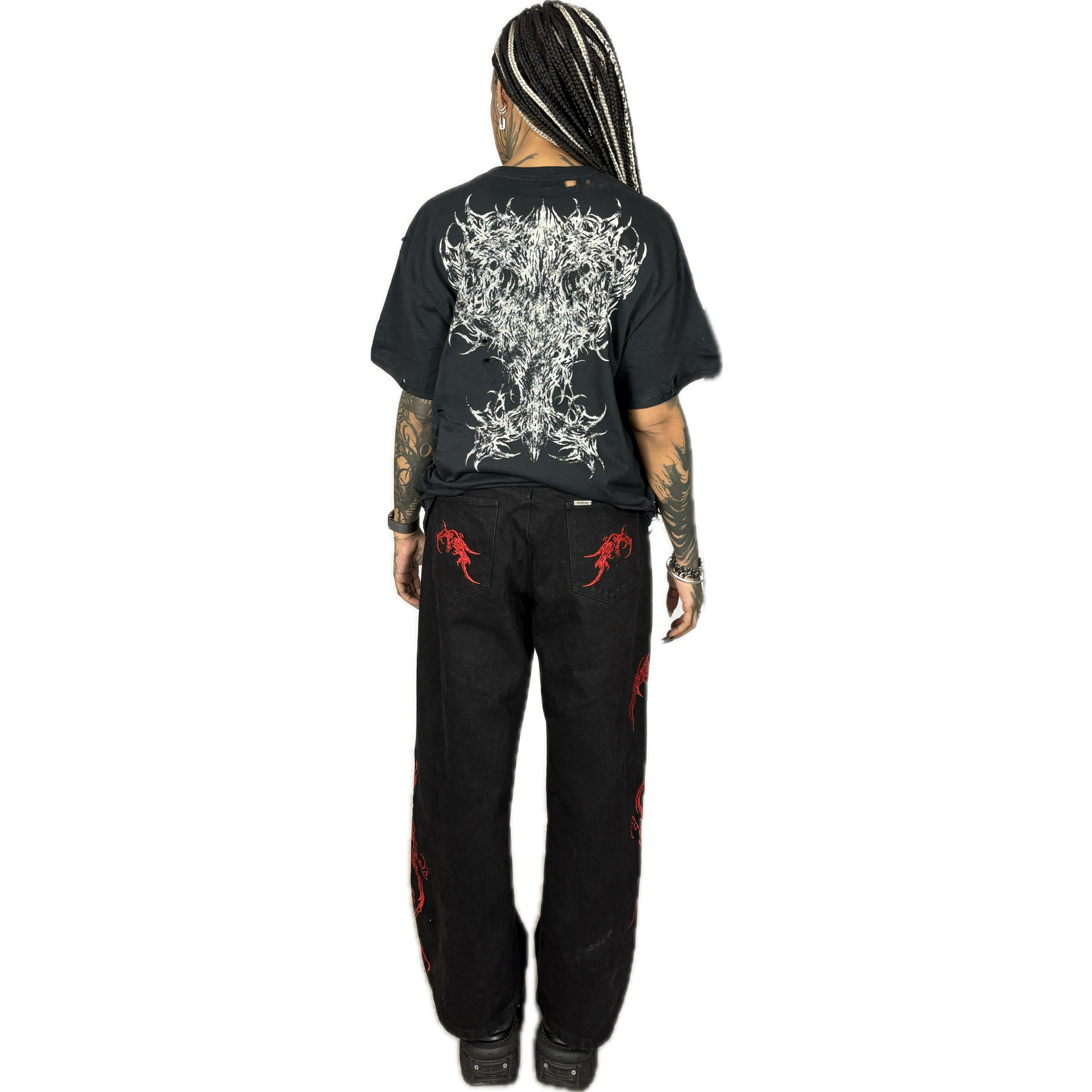 CONSUMED SIGNATURE - DISTRESSED SHIRT WHITE DRAGON I UNISEX