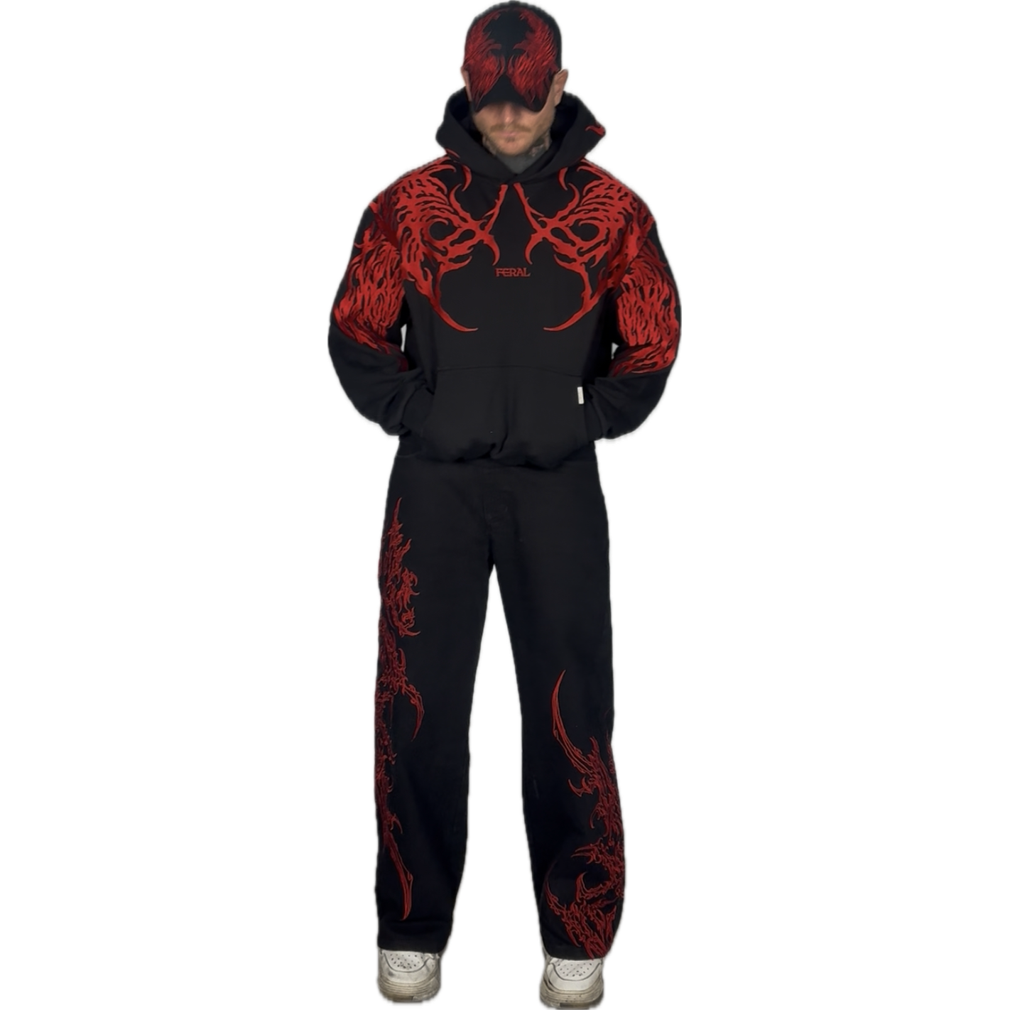 CONSUMED x FERAL - RED TRIBAL JEANS I UNISEX