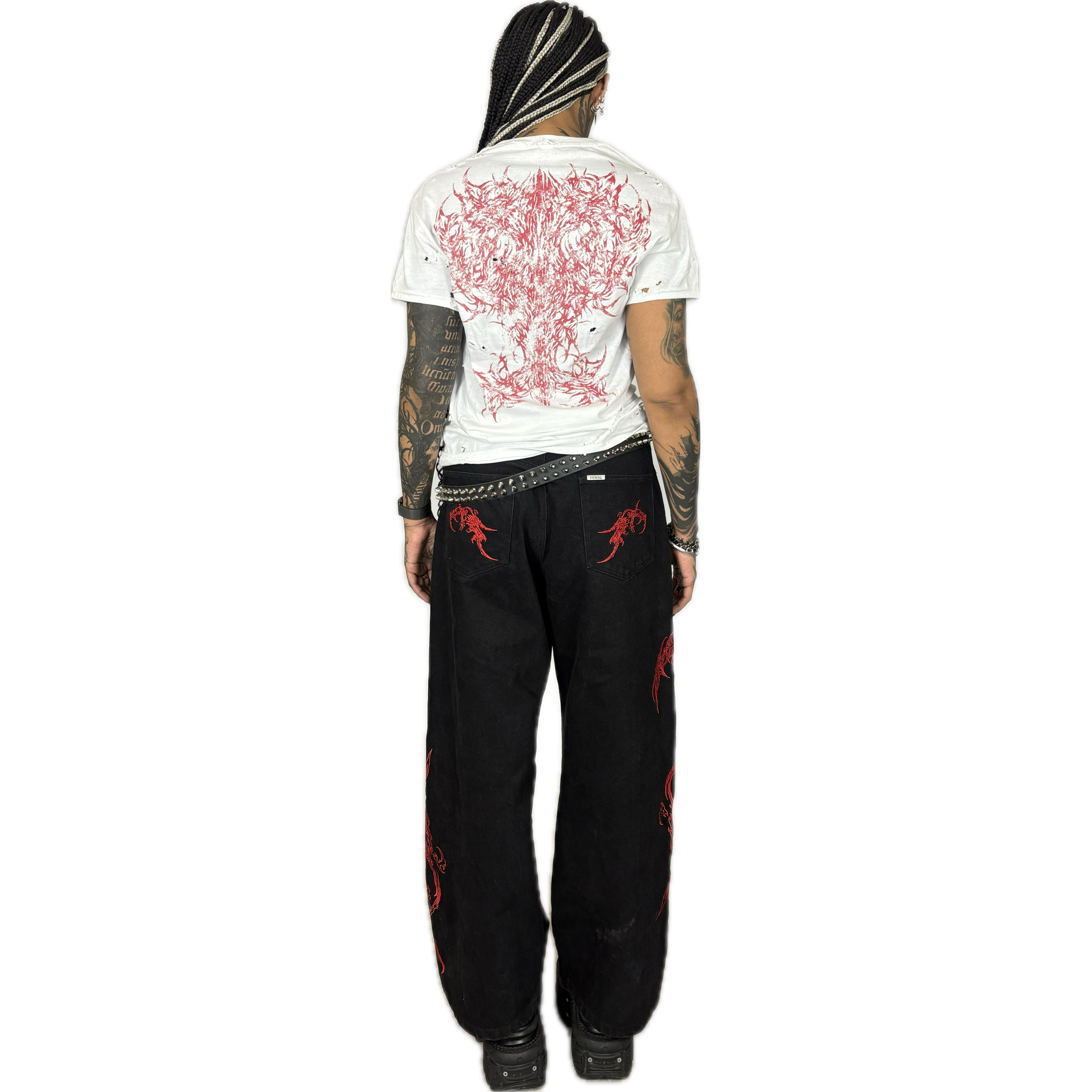 CONSUMED x FERAL - RED TRIBAL JEANS I UNISEX