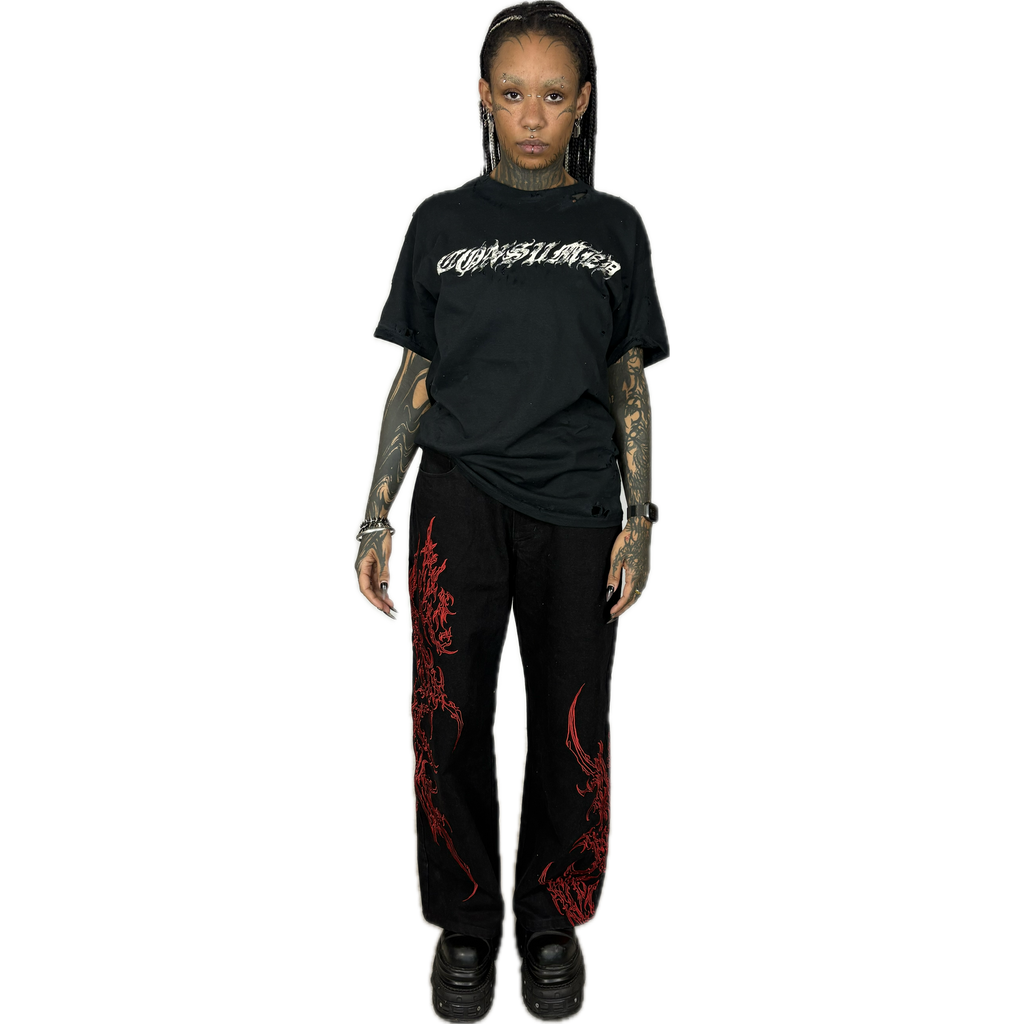 CONSUMED SIGNATURE - DISTRESSED SHIRT WHITE DRAGON I UNISEX