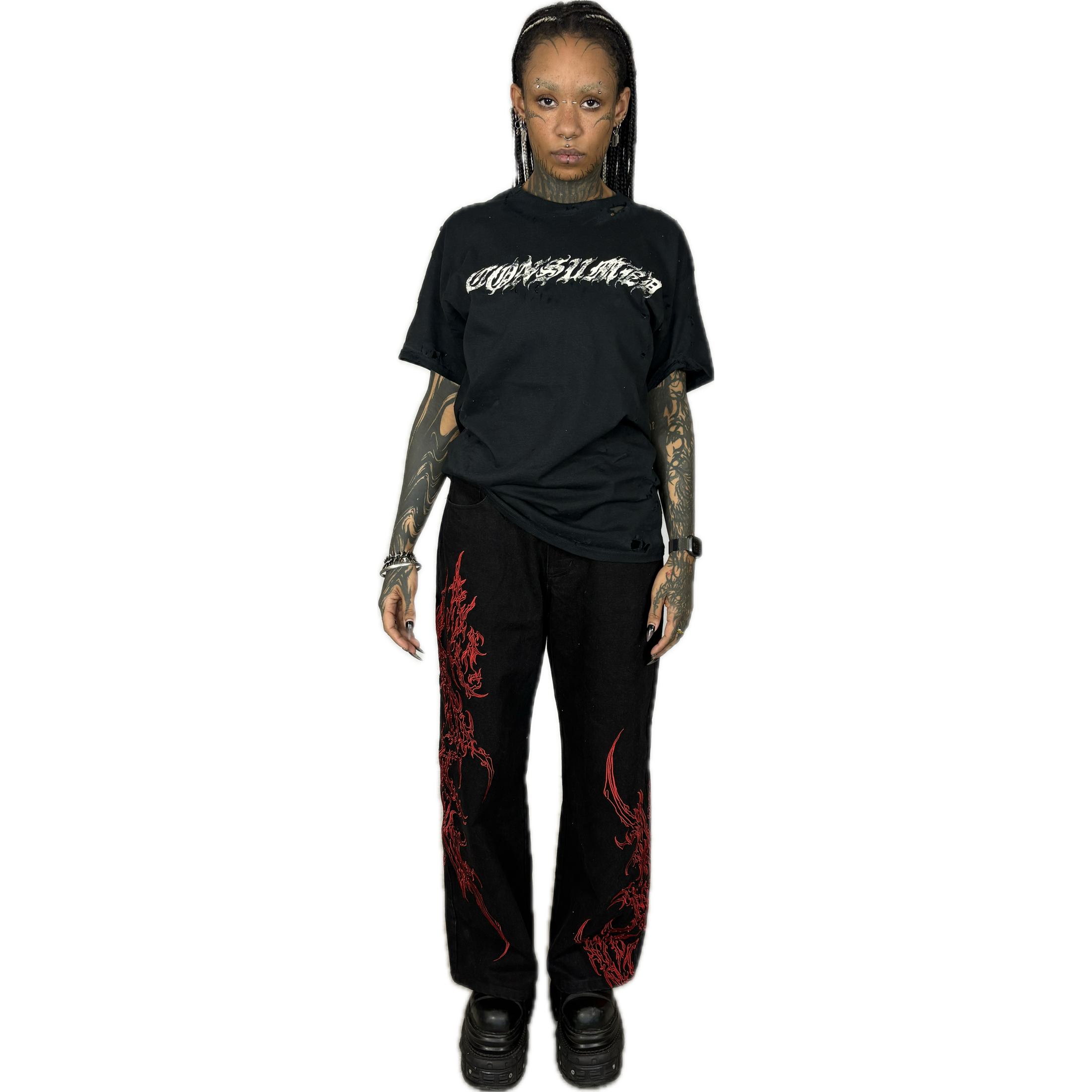 CONSUMED SIGNATURE - DISTRESSED SHIRT WHITE DRAGON I UNISEX