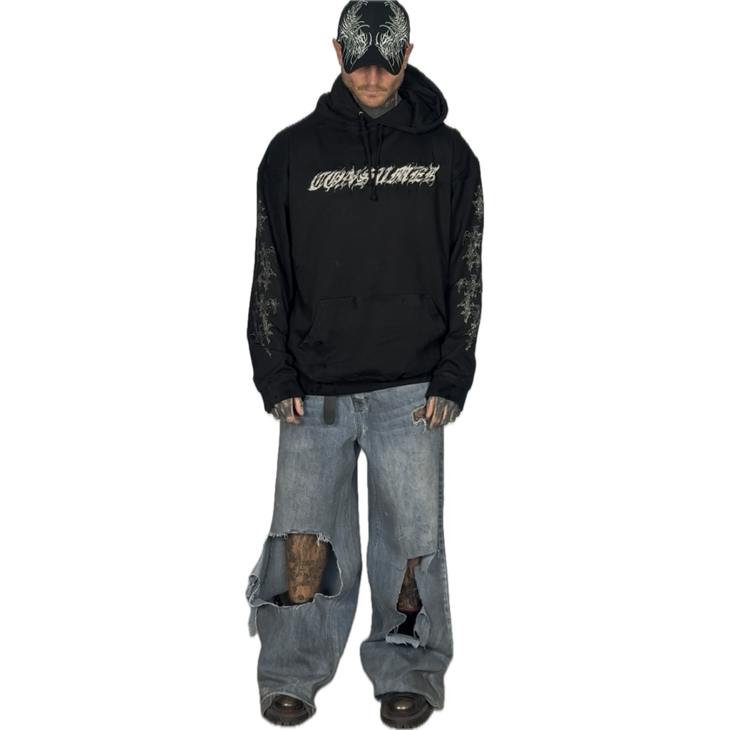 SIGNATURE GOTHIC - DISTRESSED HOODIE I UNISEX