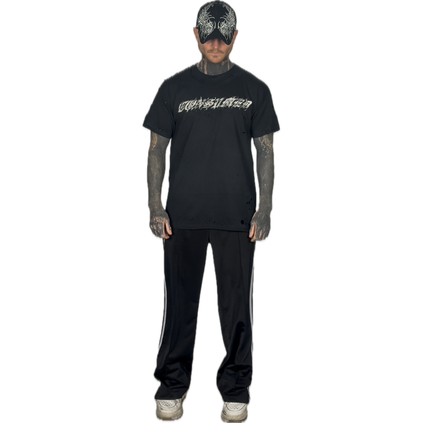 CONSUMED SIGNATURE - DISTRESSED SHIRT WHITE DRAGON I UNISEX