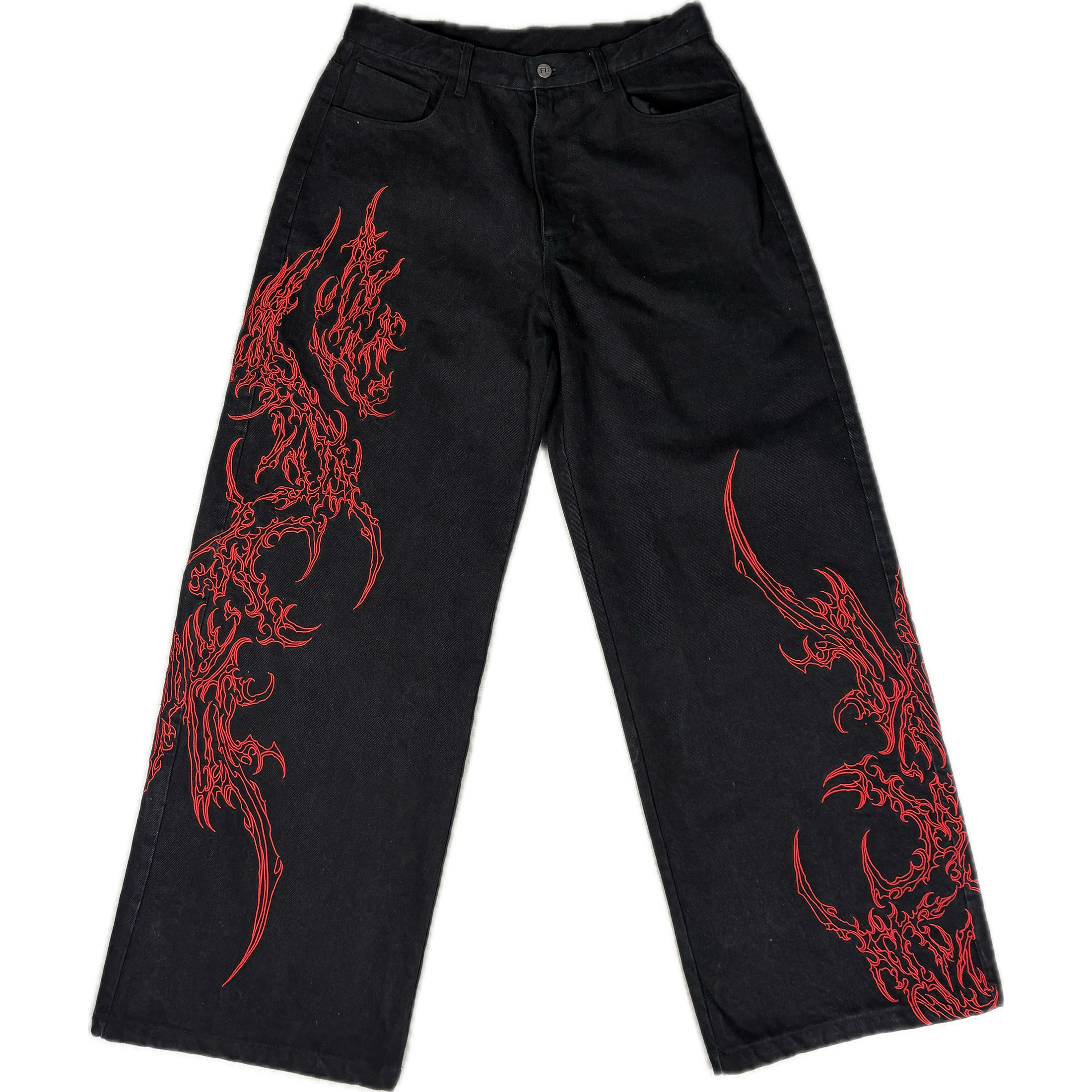 CONSUMED x FERAL - RED TRIBAL JEANS I UNISEX