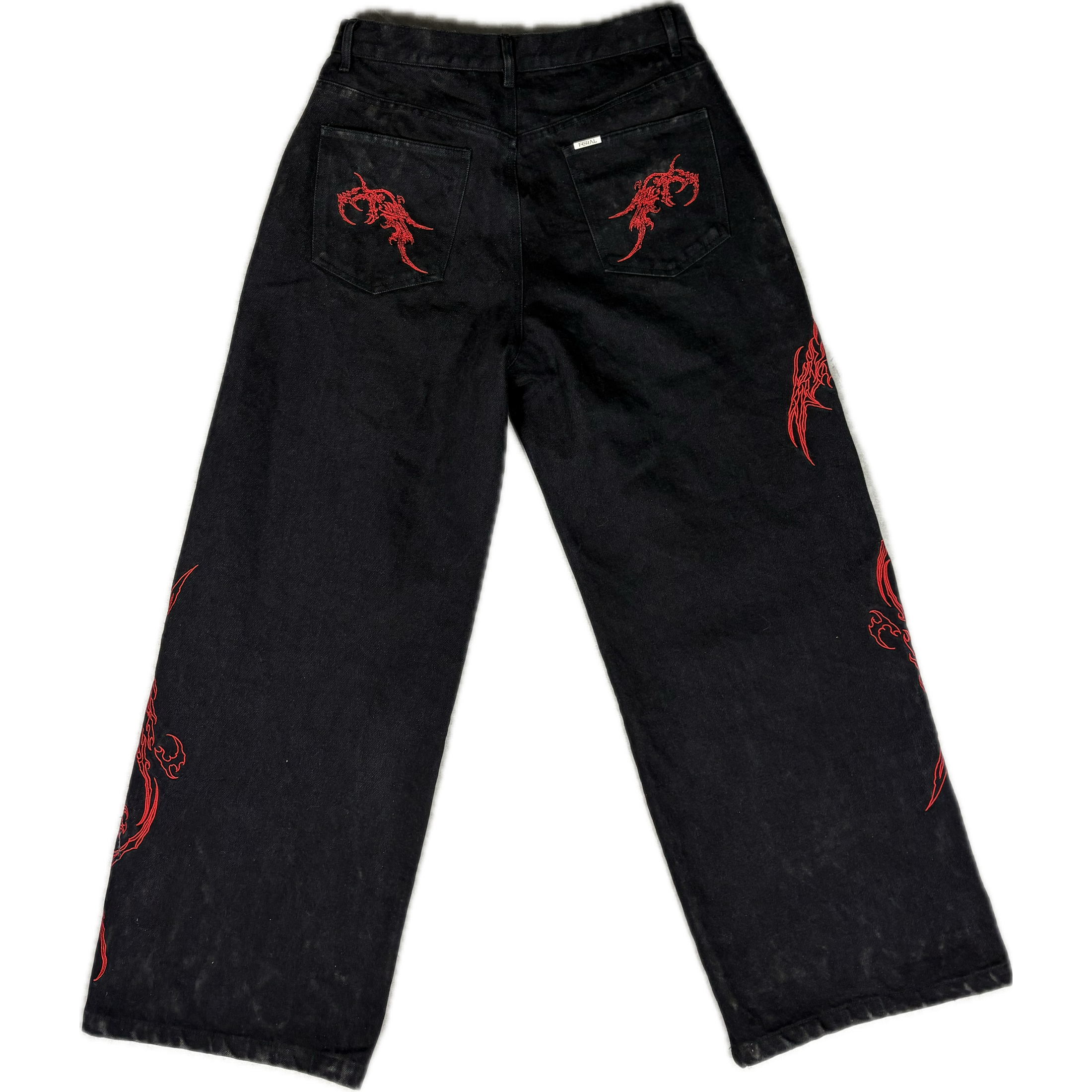 CONSUMED x FERAL - RED TRIBAL JEANS I UNISEX
