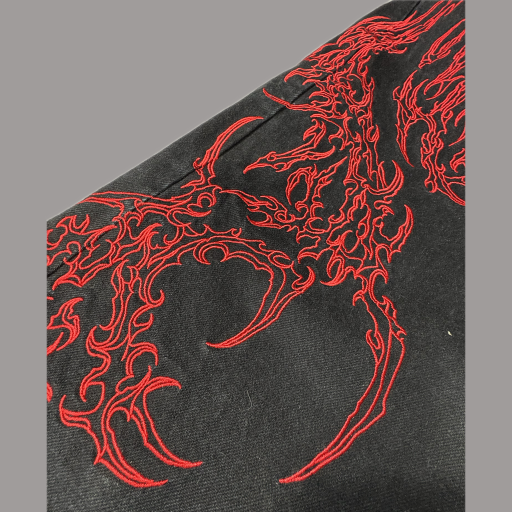 CONSUMED x FERAL - RED TRIBAL JEANS I UNISEX